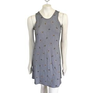 VTG 80s XTRMZ Embroidered Bumble Bees Micro Houndstooth Tank Dress  SZ 6